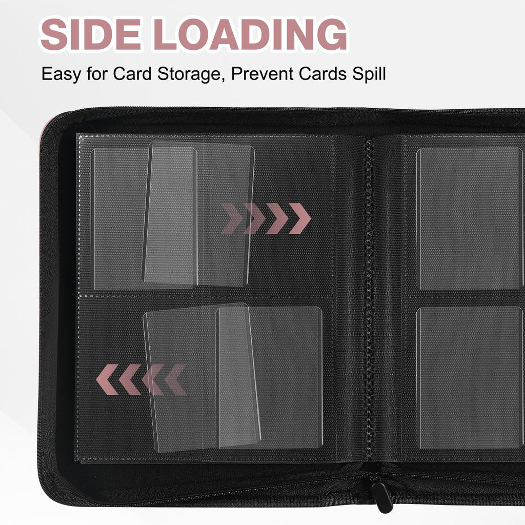 Toploader Binder, Holds 160 Toploaders, 100 Toploaders Included, 4-Pocket PU Cover Top Loader Binder for 3" x 4" Rigid Toploaders, Ringless Double-Sided Toploader Card Binder for TCG, Sport Cards