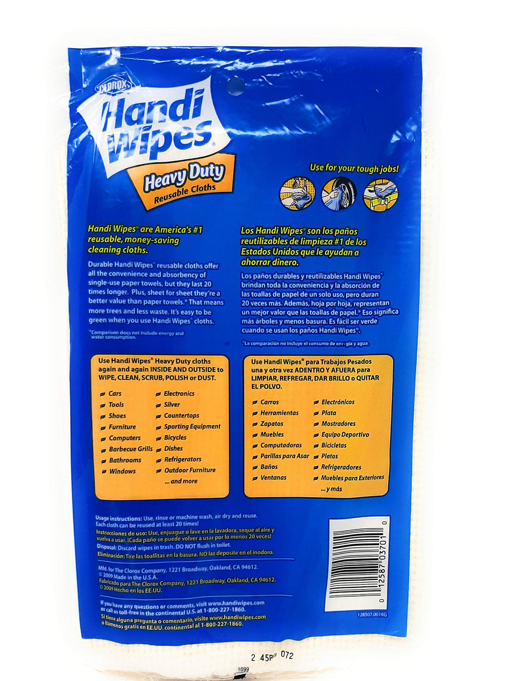 Handi Wipes Heavy Duty Reusable Cloths, Color May Vary - 3 Count (Pack of 4)