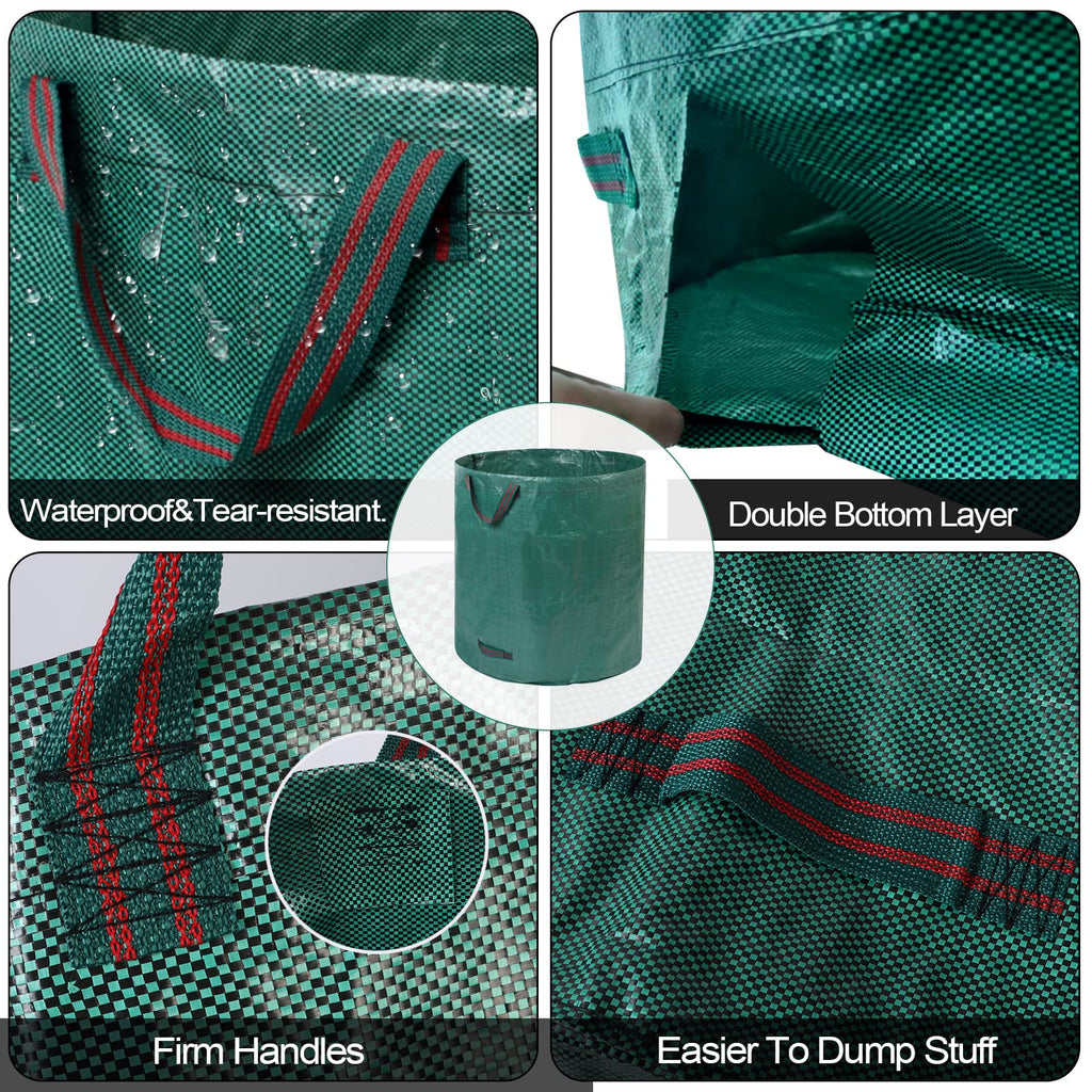 Pilntons 3 Pack 137 Gallons Reusable Yard Waste Bags with Double Bottom