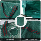 Pilntons 3 Pack 137 Gallons Reusable Yard Waste Bags with Double Bottom