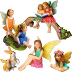 Mood Lab Fairy Garden Figurines - Fairy Statue Set (6 pcs) - Miniature Decorative Statues & Accessories - Outdoor & Indoor Garden Decor