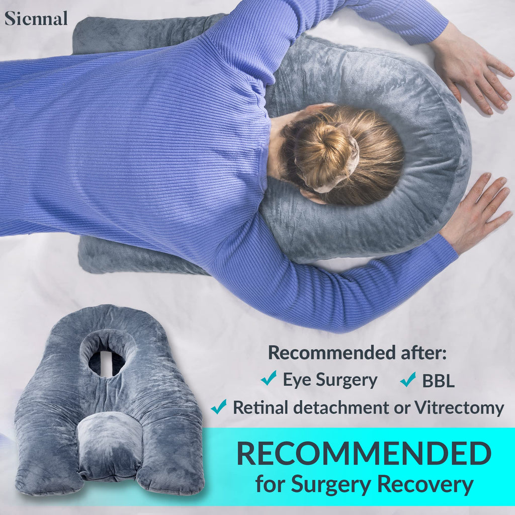 Siennal Face Down Pillow for Sleeping - for BBL or Eye Surgery Recovery - Prone Pillow for Vitrectomy, Retinal Surgery or Home Massages - CertiPUR-US® Certified Shredded Memory Foam