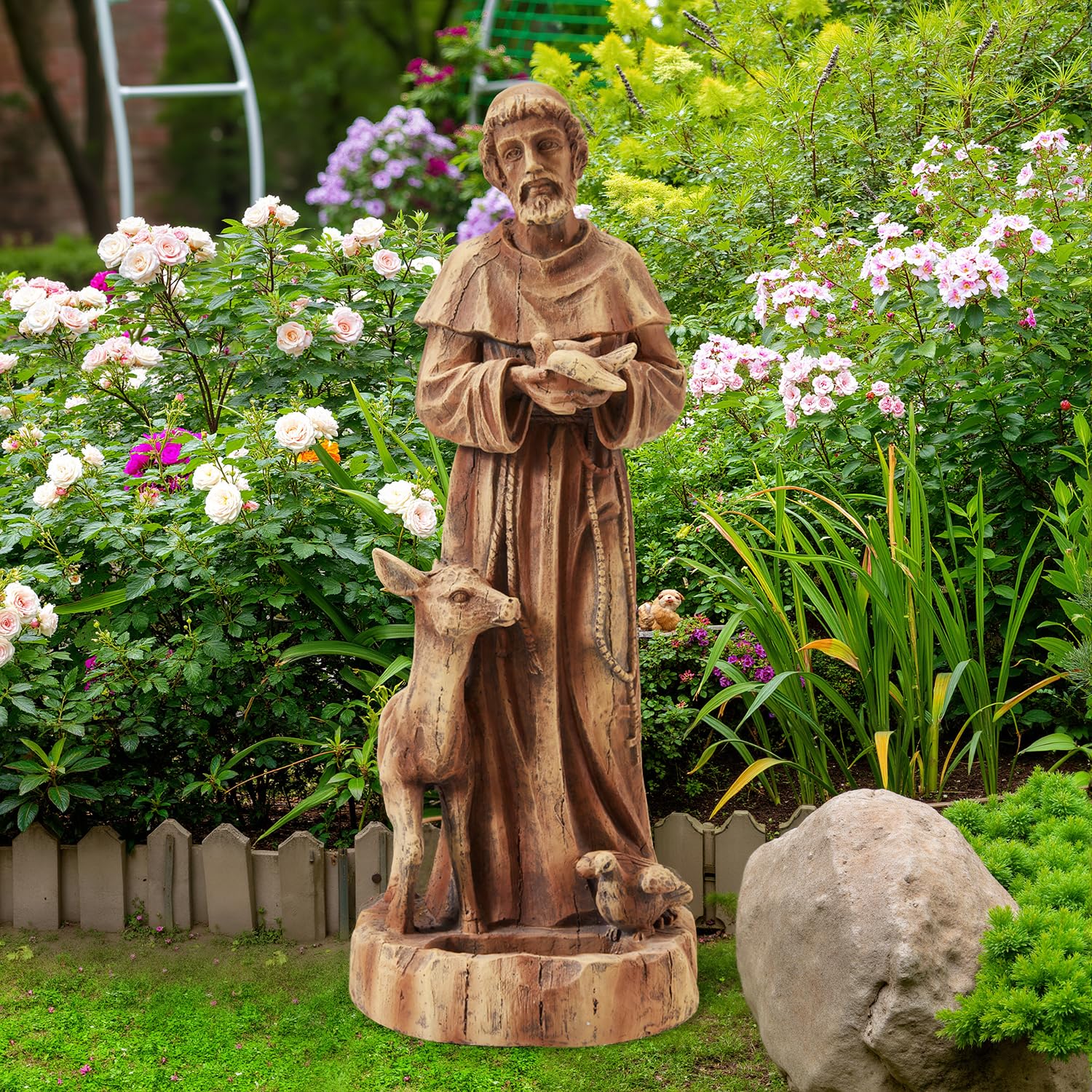 DSNAPE St Francis Garden Statue Bird Feeder 25" H Catholic Outdoor Statues
