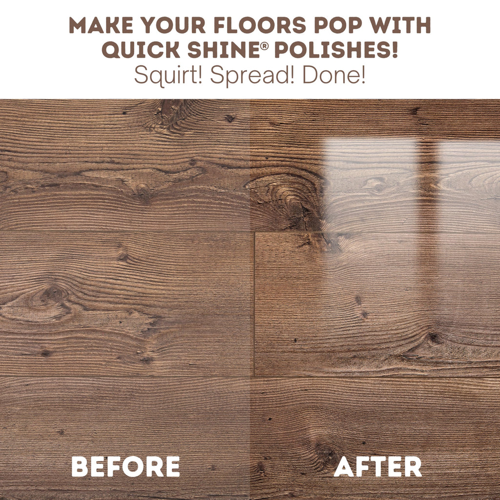 Quick Shine Hardwood Floor Luster-Polish 27oz-2pk | Plant-Derived w/Carnauba | Safer Choice, No PFAS, pH Neutral | Ready to Use Formula w/Anti-Slip Technology | Simply Squirt & Spread | Made in USA