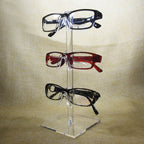 MOOCA 2 Pcs Set Premium Acrylic 3 Tier Eyeglasses Frame Riser Display Stand, Sunglasses Rack, Sunglasses Rack Holder, Acrylic Eyewear Display, Glasses Holder Stand, 3 Frames for Each Holder