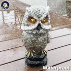 Ugold Solar Powered Owl with Motion Detection, Silent Mode, Flashing Eyes, Rotatable Head and Realistic Hoots, Plastic Owl Decoration for Home, Garden, Patio and Fence