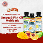 Barlean's Omega 3 Fish Oil Liquid Supplement for Men and Women, 1500mg of EPA and DHA Fatty Acid, Promotes Brain & Heart Health - Non-GMO, Variety Pack, 8 oz