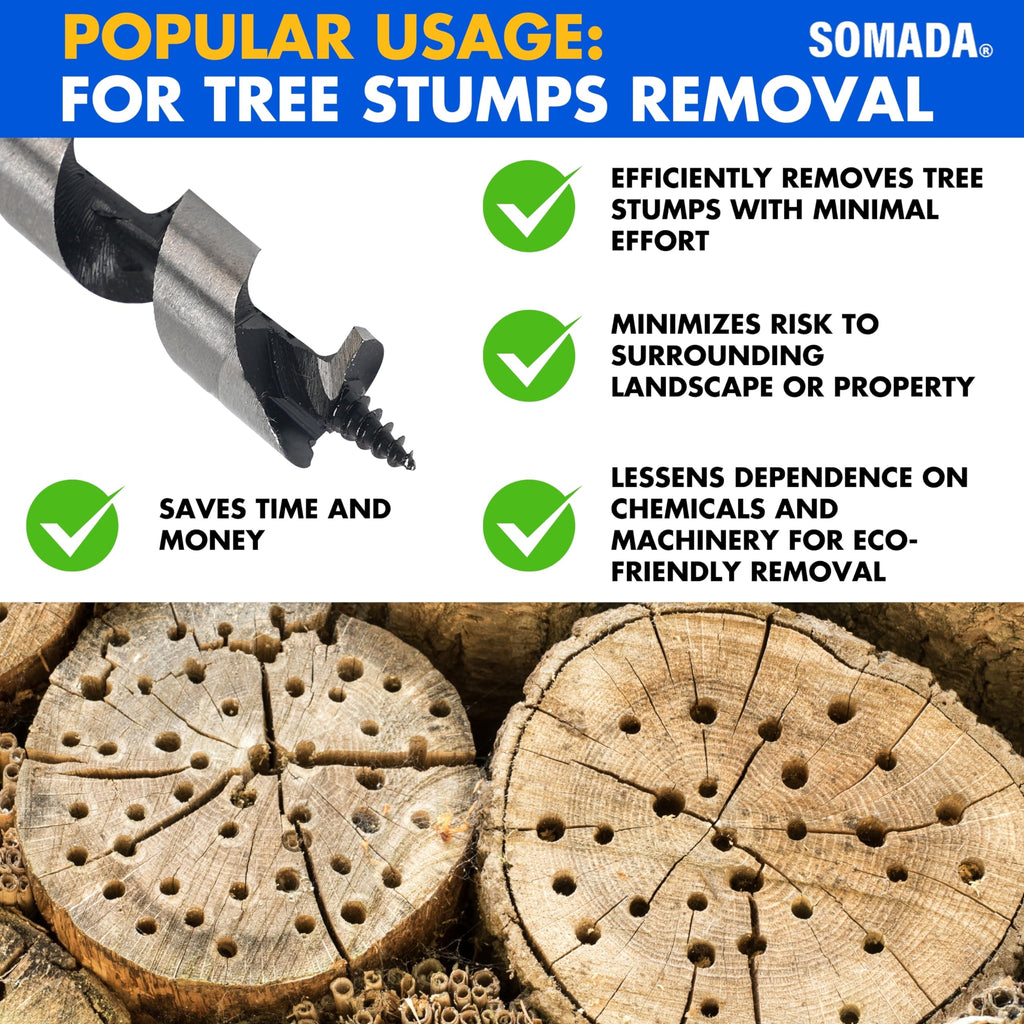 SOMADA 3/8-Inch x 17-Inch Auger Drill Bit for Wood, Hex Shank 3/8-Inch One Piece, Ship Auger Long Drill Bit for Soft and Hard Wood, Plastic, Drywall and Composite Materials