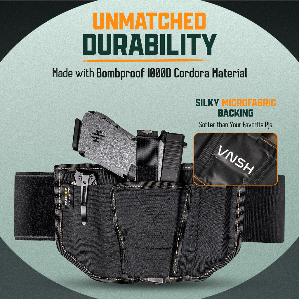 VNSH Gun Holster for Women – Comfortable Waistband for Concealed Carry | IWB Belly Band with Built-in Double Mag Pouch