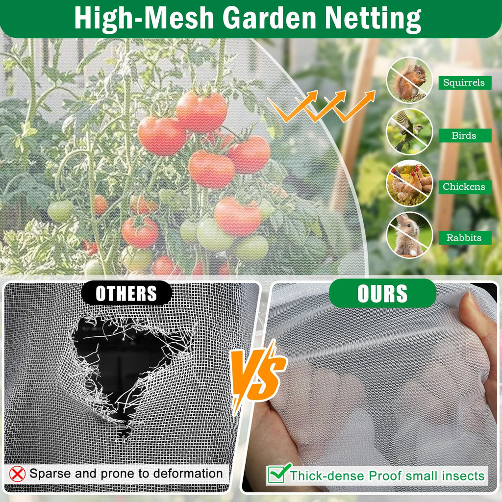 2 Pack Garden Netting for Raised Beds, 4.8X2.2FT Drawstring Plant Covers