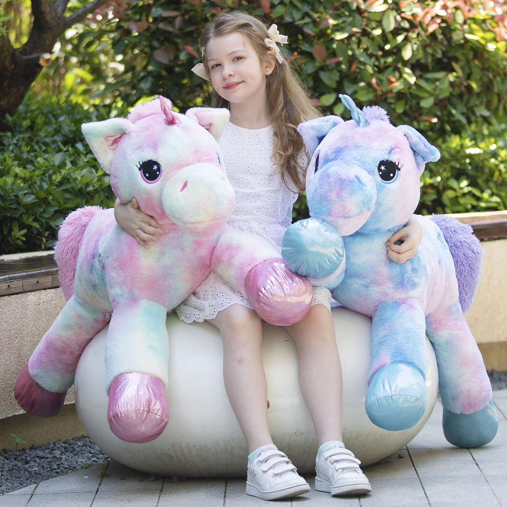 Tezituor 43in Giant Unicorn Stuffed Animal, Rainbow Pink Stuffed Unicorn