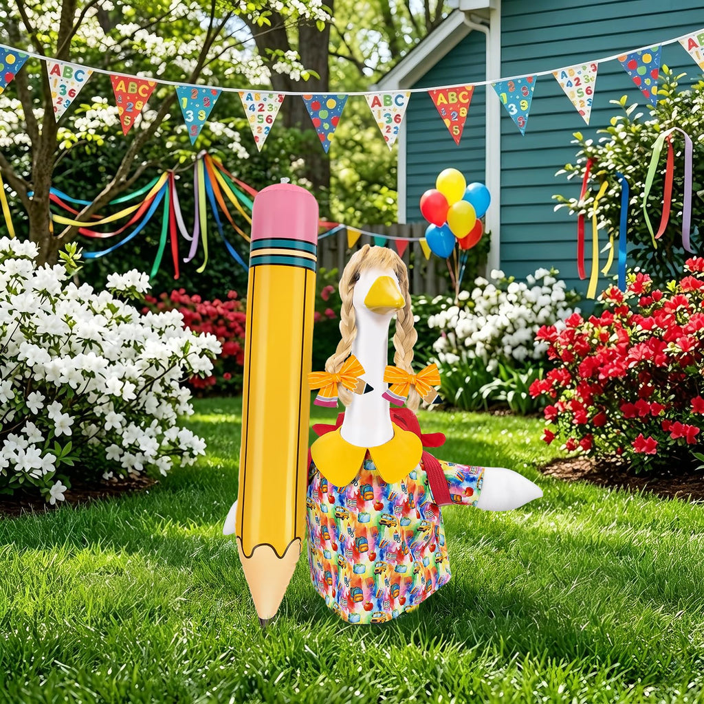 23" Back to School Porch Goose Outfit, Curly Wig (Statue not Included)