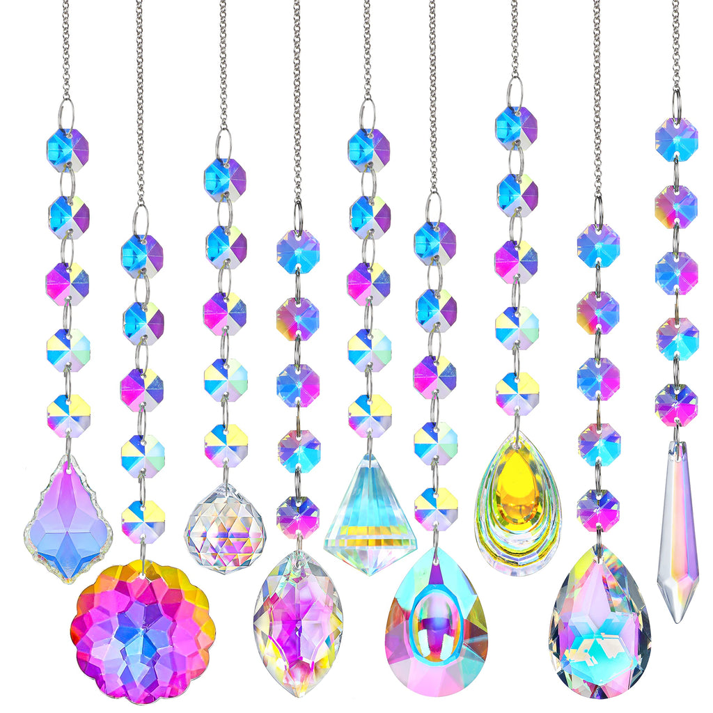 9 PCS Crystal Rainbow Suncatchers, Hanging Crystals Sun Catchers Pendants
