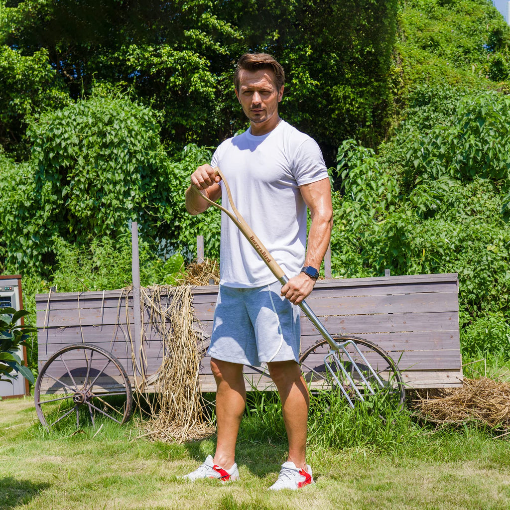 Berry&Bird Gardening Digging Fork, 4-Tine Stainless Steel Pitchfork