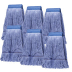 6Pack Heavy Duty Commercial Looped End Cotton Mop,String Cotton Mop Refill Heads Wet Industrial Blue Cotton Looped End String Head Refills, Heavy Mop Replace Head,for General and Floor Cleaning