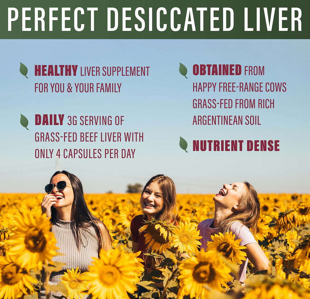 Perfect Supplements – Desiccated Beef Liver Capsules Grass Fed Supplement -Natural Source of Protein, Iron, Vitamins A & B- Boosts Energy and Immunity - No Chemicals No Dairy and Hormone Free
