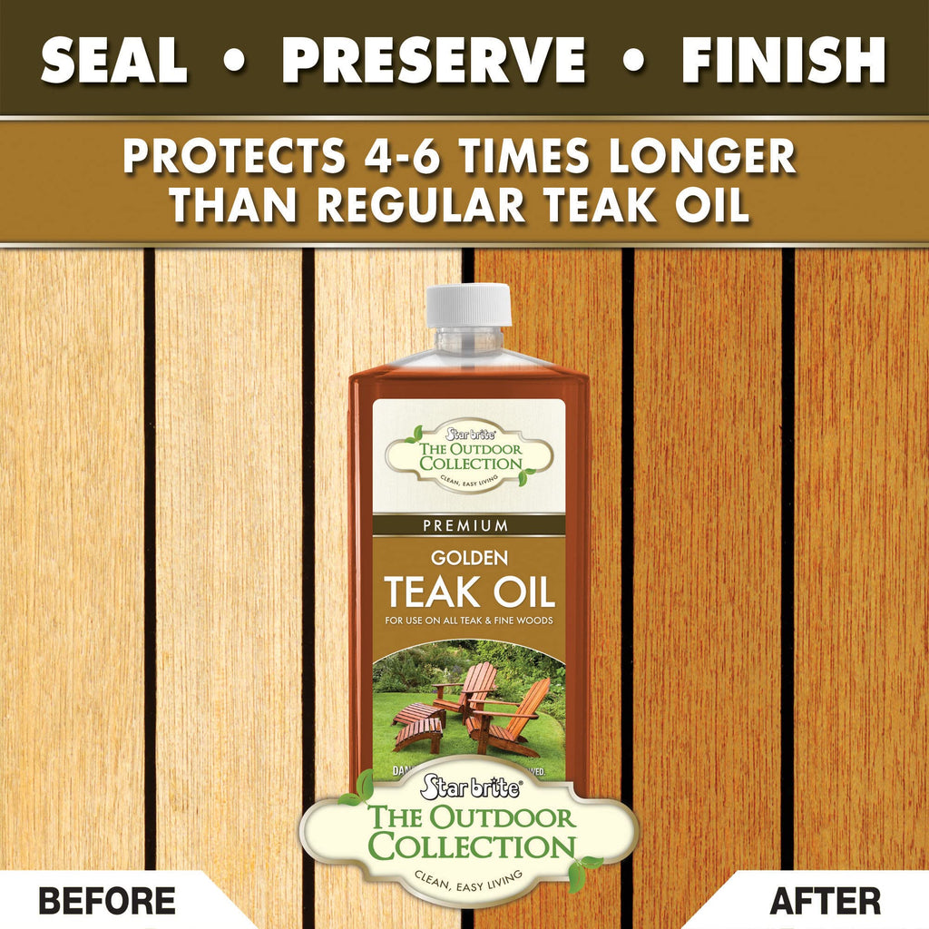 STAR BRITE Outdoor Collection Premium Golden Teak Oil - for Use On All Teak & Fine Woods - Ultimate Protection from Sun & Harsh Weather - 16 OZ (052216)