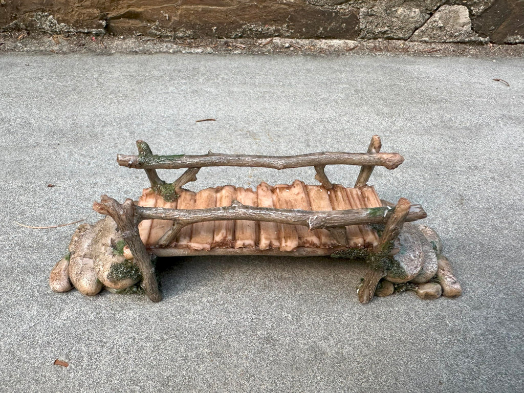 Mokoboho Fairy Garden Bridge, Acrylic, Stone and Log Design, 7.5" Wide