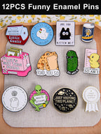 Anjulery Funny Enamel Pins Set of 12 – Sarcastic & Meme-Inspired Lapel Pins for Jackets, Backpacks, Hats & More – Unique Gift for Friends, Teens & Pin Collectors (Assorted-C)