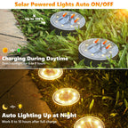 Joomer Solar Ground Lights, 12 Pack 8 LED Solar Lights Outdoor Waterproof IP68 Disc Light Landscape Lighting Garden Light for Patio Pathway Lawn Yard Driveway Walkway(Warm White)