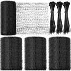 Woanger 3 Pack Deer Fence Netting Bird Netting Garden Net with 150 Pcs Cable Ties for Bird Protect Plants, Vegetables Against Birds Fruit Trees Deer Squirrel Rabbit and Other Animals (Black,7x100 ft)