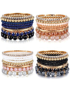 MILACOLATO 4 Sets Boho Stackable Bracelets for Women Adjustable