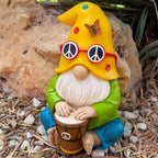 Mood Lab Garden Gnome - Hippie Drummer Gnome Figurine - 9.1 Inch Tall Funny Lawn Statue - for Outdoor or House Decor