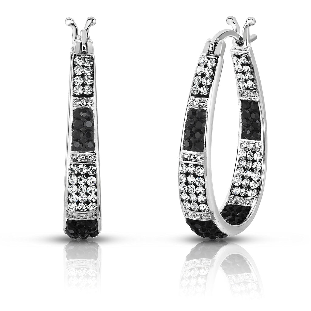 Savlano 14K Gold Plated Inside Out Crystal Hoop Earrings - Oval Shape Earrings for Women Comes with Gift Box