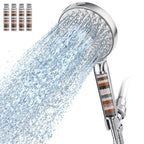 SR SUN RISE Filtered Shower Head with Handheld High Pressure 9 Spray Mode Showerhead Detachable Shower Head Water Softener Filters Beads for Hard Water Remove Chlorine 4 Filters Chrome