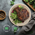 Paper Plates, 100% Compostable Heavy Duty Disposable 10 Inch Plate - [125-Pack] Eco-Friendly, Biodegradable Bagasse - (PFAS-Free) - (BPI Certified)