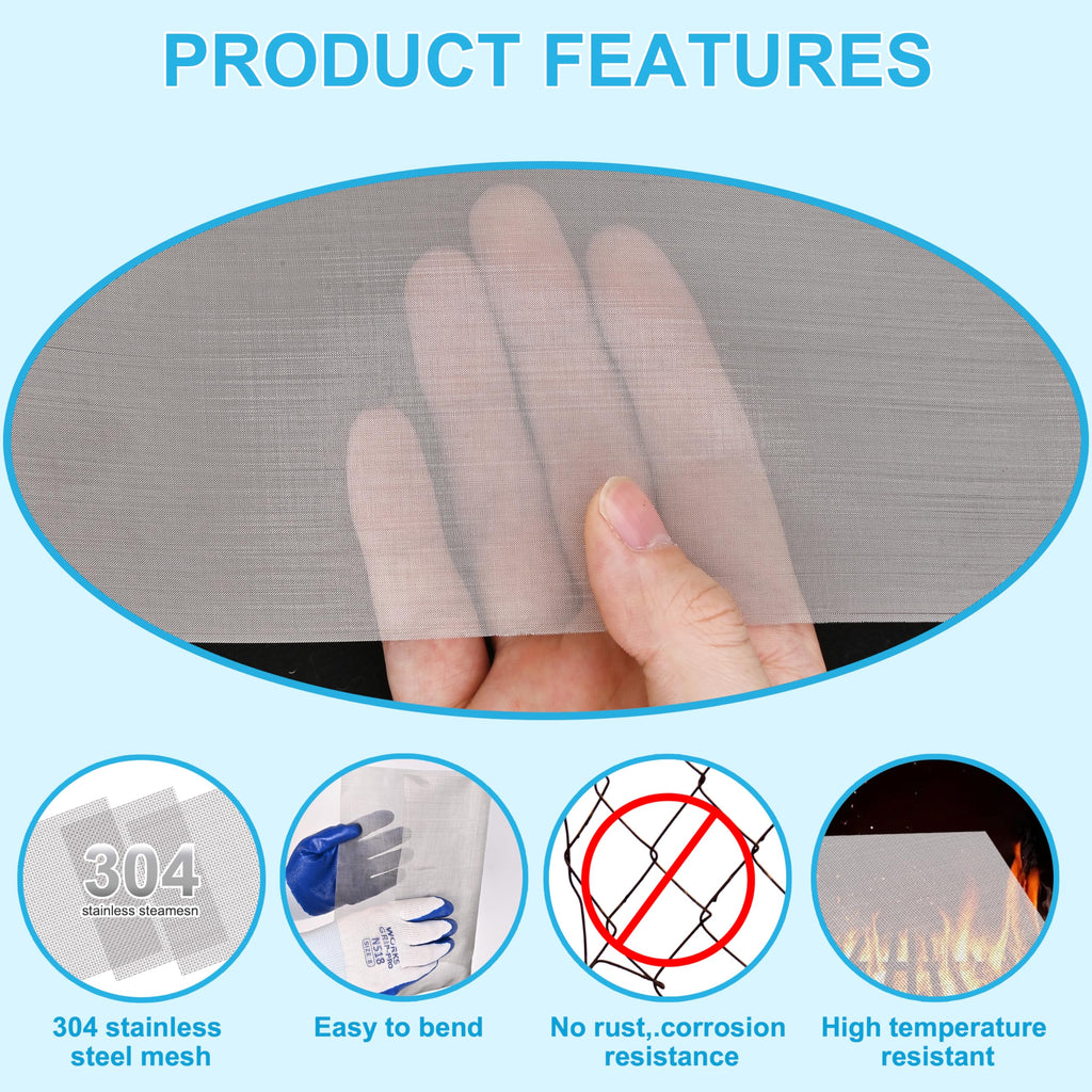 YUKKOEOQ 8 Pcs 13x9 (33cmx23cm) 40 Mesh 304 Stainless Steel Wire Mesh Sheet, Rustproof Metal Mesh Sheet Screen for DIY Crafts, Vent Covers, Garden Fencing, Window Protection & Industrial Filters
