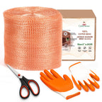Copper Mesh Rodent Control Roll, 5 in x 202 ft, with Scissors and Gloves