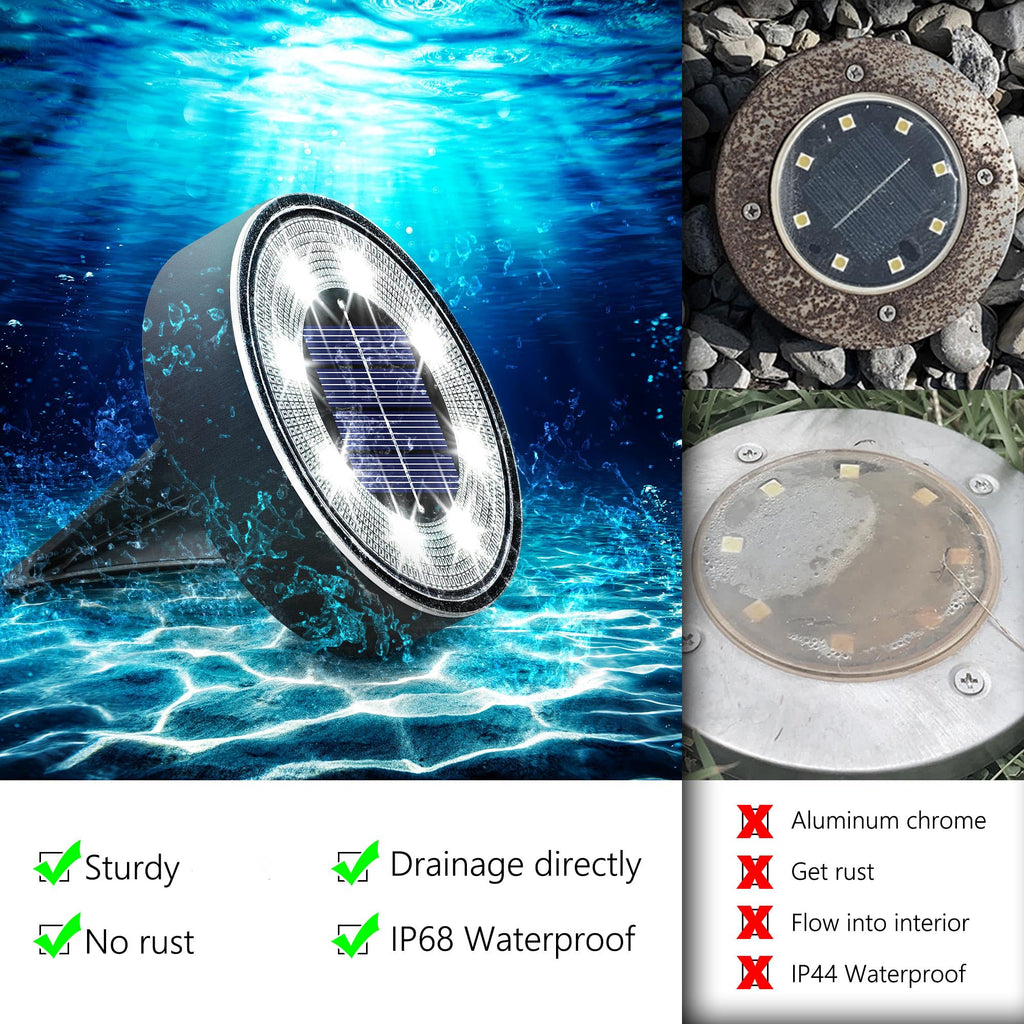 Joomer 2-in-1 Solar Lights Outdoor Waterproof, 16 Pack 8 LED, White