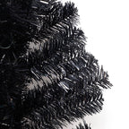 Juegoal Lighted Artificial Halloween Black Christmas Tree, 4FT Black Tinsel Pine Tree with 70 LED Purple Lights, 8 Modes & Timer for Home Party Decorations