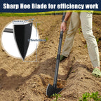 EUIJOIP Garden Hoe 71 Inch Long Handle, Heavy Duty Trenching Hoe with Sharp Edge Blade, Triangle Weeding Hoe for Weeds Removal, Cultivating, Digging, Loosen Soil, Landscaping