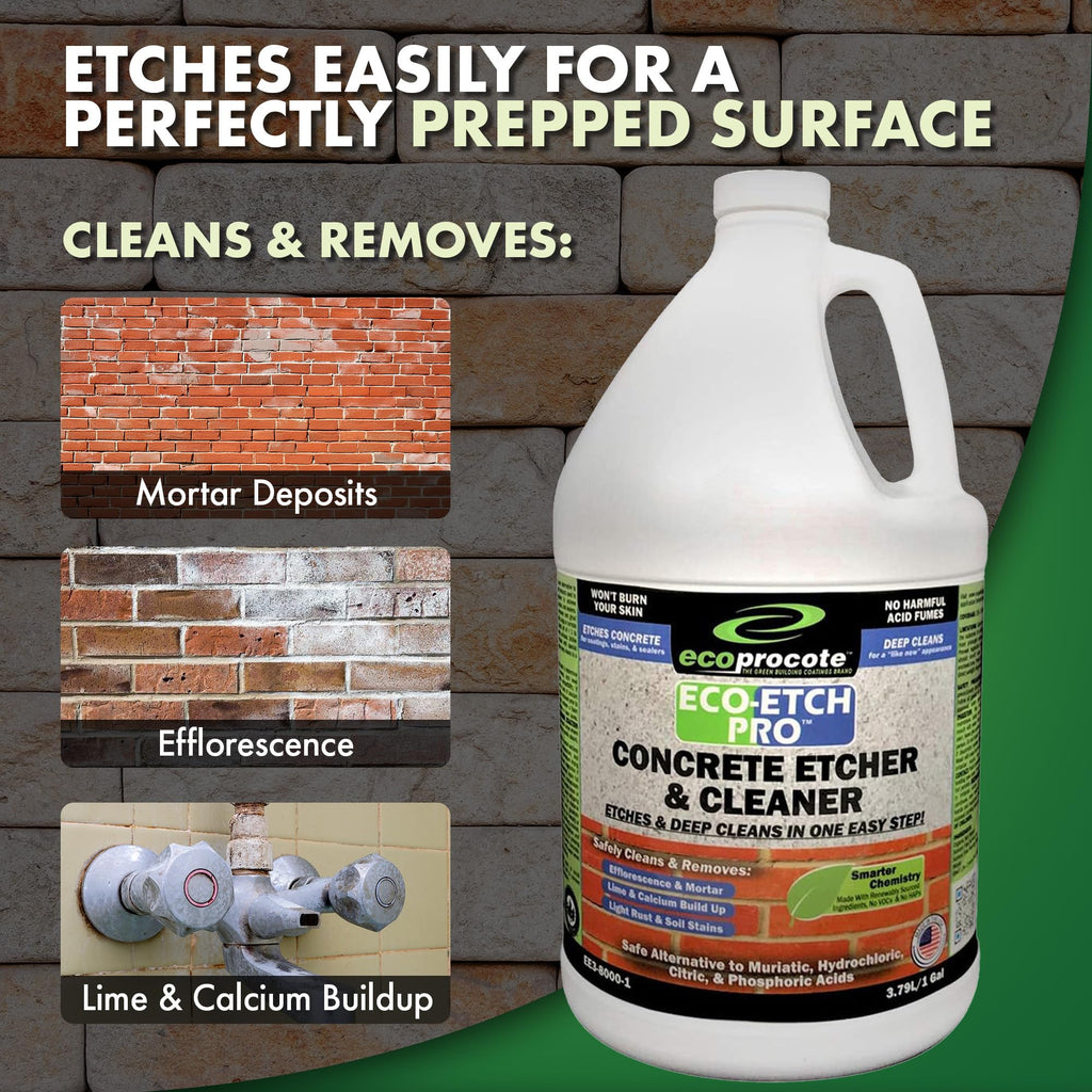 Eco Etch Pro Concrete Cleaner & Etcher Dissolver, Non-Toxic & Safe,1 Gallon