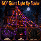 Halloween Decorations 16 Ft Spider Web Lights, Super-Realistic Giant Cobweb Indoor/Outdoor Purple Lights, Battery & 8 Modes Remote Control