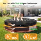 SIHAIAN 14 Ft Round Pool Cover, with Automatic Drain Pool Cover, Patented One-Piece Tensioning System Above Ground Pool Cover, Preventing Waterlogging, Yarn-Dyed Oxford Fabric Solar Pool Cover