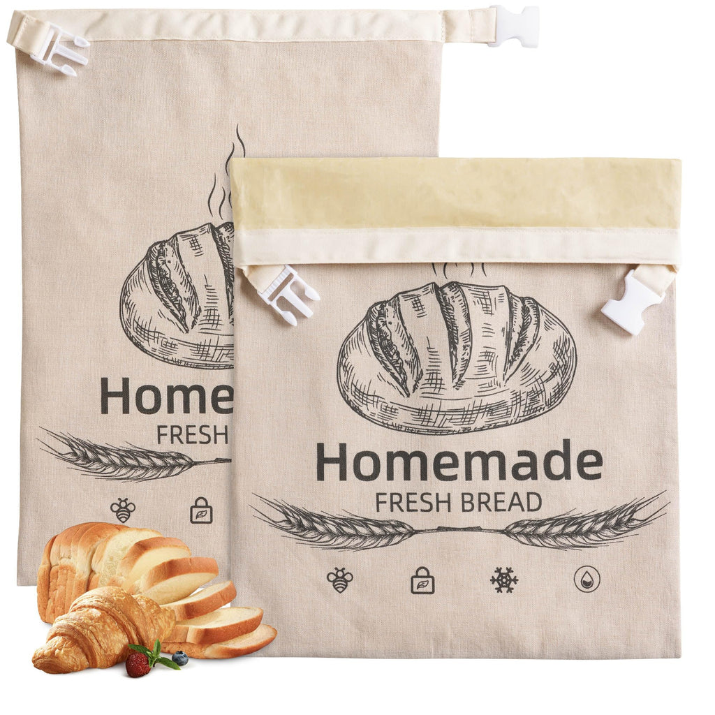 2 Pack Beeswax Bread Bags for Homemade Sourdough Reusable Beeswax Bread Bag