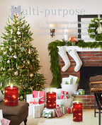 Fanzir Red Flameless Candles with String Lights Battery Operated LED Pillar Candles 4‘’ 5‘’ 6‘’ Candle with Remote Control,Fake Candle Set of 3 for Christmas or Special Festivals Decorations