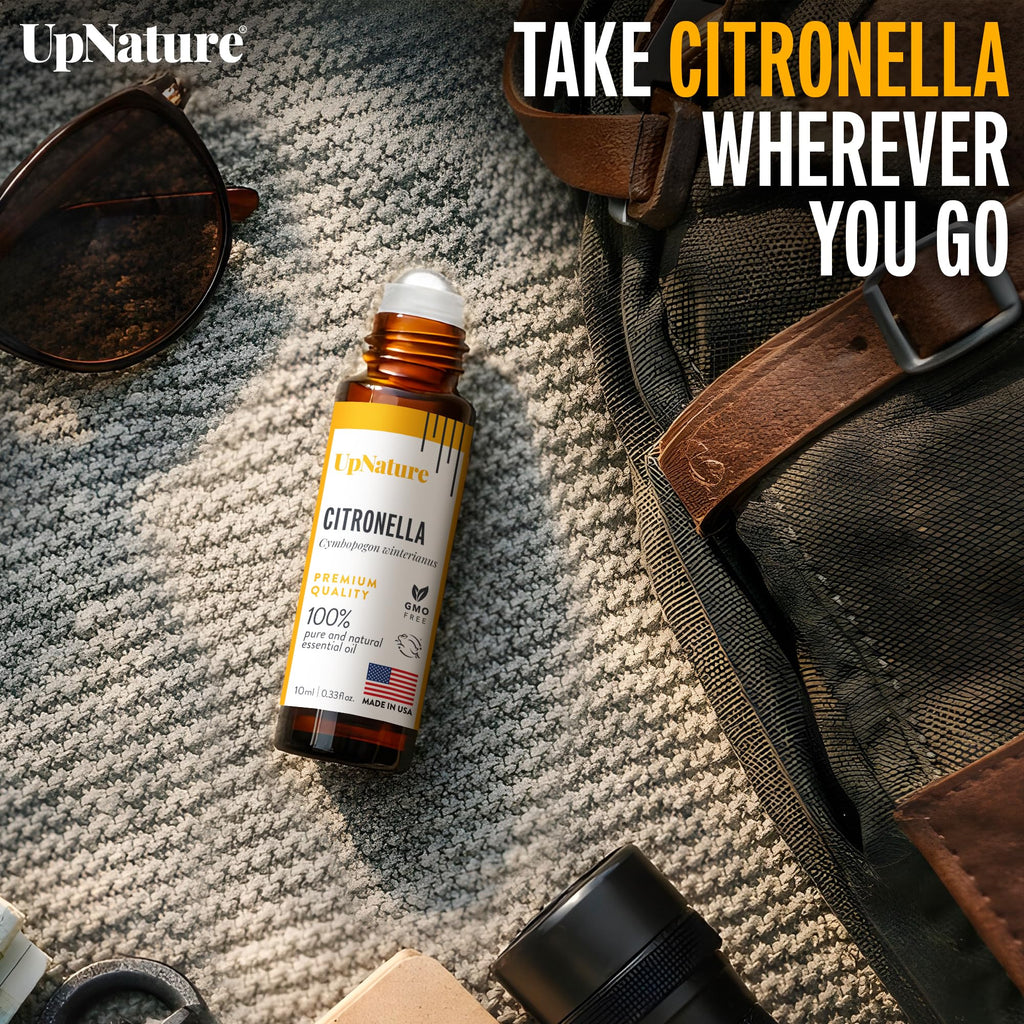 UpNature Citronella Oil Roll On – Camping Essentials - 100% Natural Citronella Essential Oil for Skin