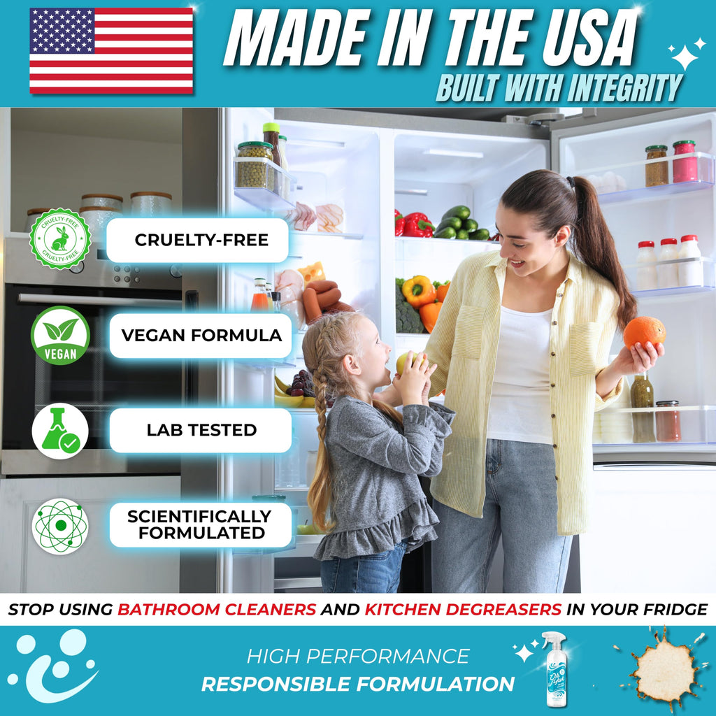 Oh Yuk Fridge Cleaner – Cleans Inside Refrigerator for Spotless, Food-Contact Safe Surfaces | Biodegradable, Vegan, Cruelty-Free | Effortlessly Lifts Sticky Messes & Dried-On Food | Spray Bottle