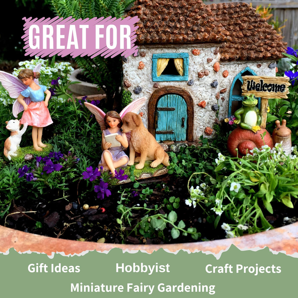 PRETMANNS Fairy Houses for Outside - Fairy Garden House Kit & Sign
