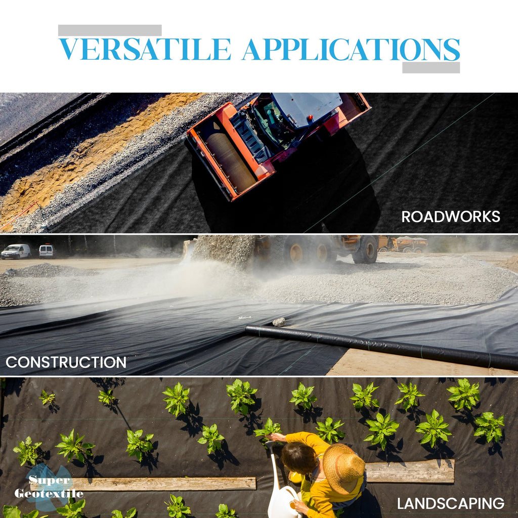 Super Geotextile Woven Geotextile Fabric for Driveway and Road Stabilization, Construction Underlayment, Erosion Control, Commercial Grade 50 Year for Gravel Roads and Pavers (20x60) Ships Folded