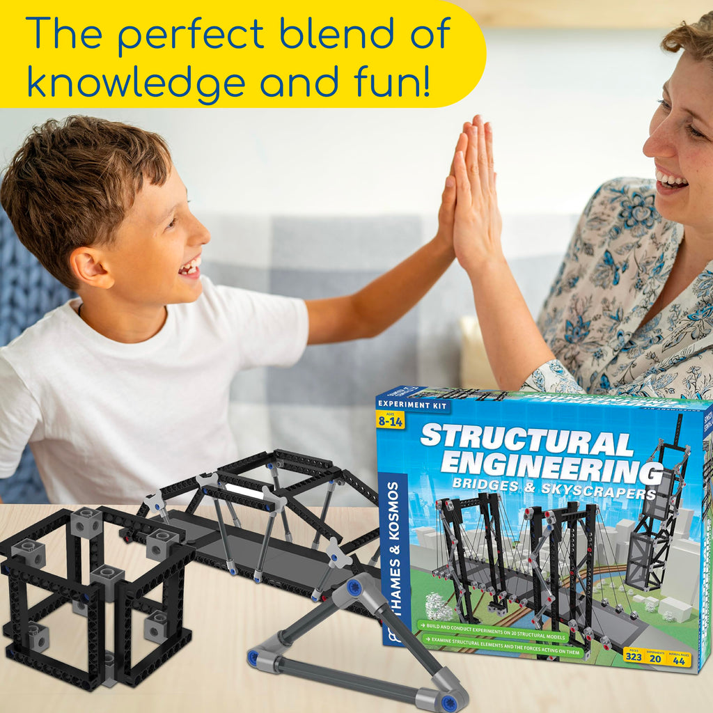 Thames & Kosmos Structural Engineering: Bridges & Skyscrapers | Science & Engineering Kit | Build 20 Models | Learn about Force, Load, Compression, Tension | Parents' Choice Gold Award Winner, Blue