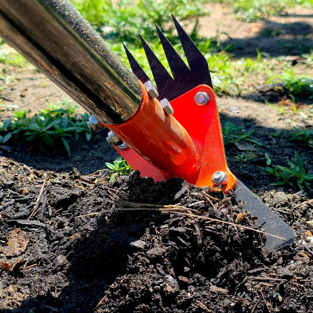 CKLT 2-in-1 Garden Hoe and Weed Puller Rake 60 Inch Spring Steel Head