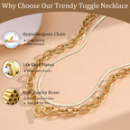 CHESKY 14K Gold Plated Chunky Paperclip Necklace