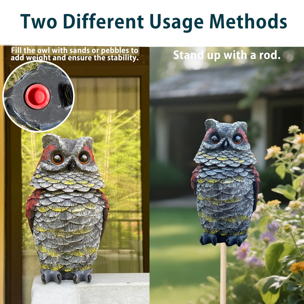 FESTGLOX Solar Owl Decoys to Scare Birds Away, Fake Owl Outdoor Garden