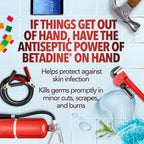 Betadine Antiseptic Povidone Iodine Solution 8 Fl Oz, Pack of 2, Kills Germs in Minor Cuts/Scrapes/Burns, Povidone Iodine Liquid, No Sting, No Alcohol or Hydrogen Peroxide