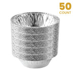 PLASTICPRO 6'' Inch Round Tin Foil Cake Pans Disposable Aluminum, Freezer & Oven Safe - For Baking, Cooking, Storage, Roasting, & Reheating, Pack of 50